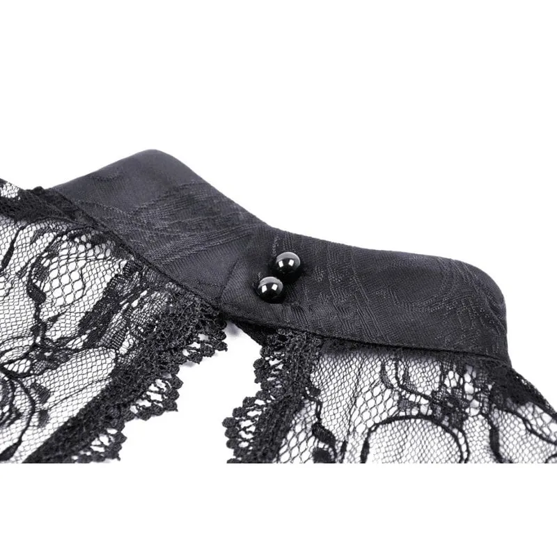 Damen-Gothic-Hemd mit Ausschnitt und Spitzenspleiß