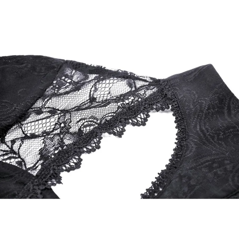 Damen-Gothic-Hemd mit Ausschnitt und Spitzenspleiß