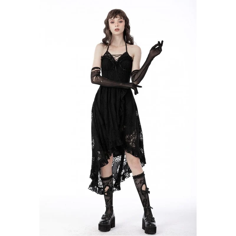 Gothic-Schwalbenschwanz-Blumenspitzenkleid für Damen