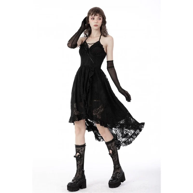 Gothic-Schwalbenschwanz-Blumenspitzenkleid für Damen
