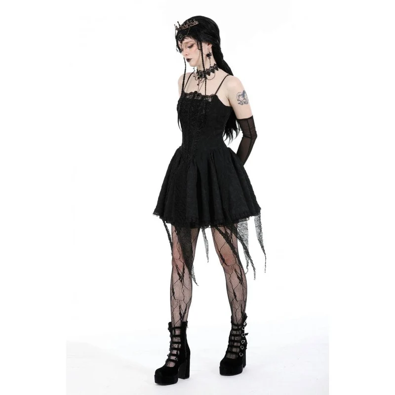 Gothic-Kleid für Damen mit unregelmäßigem, gerafftem Saum, Abschlusskleid