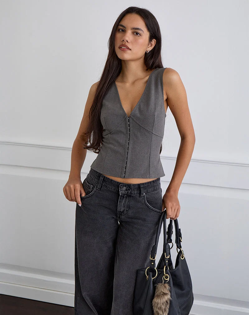 Salpa Taucher-Top in Tailoring Charcoal