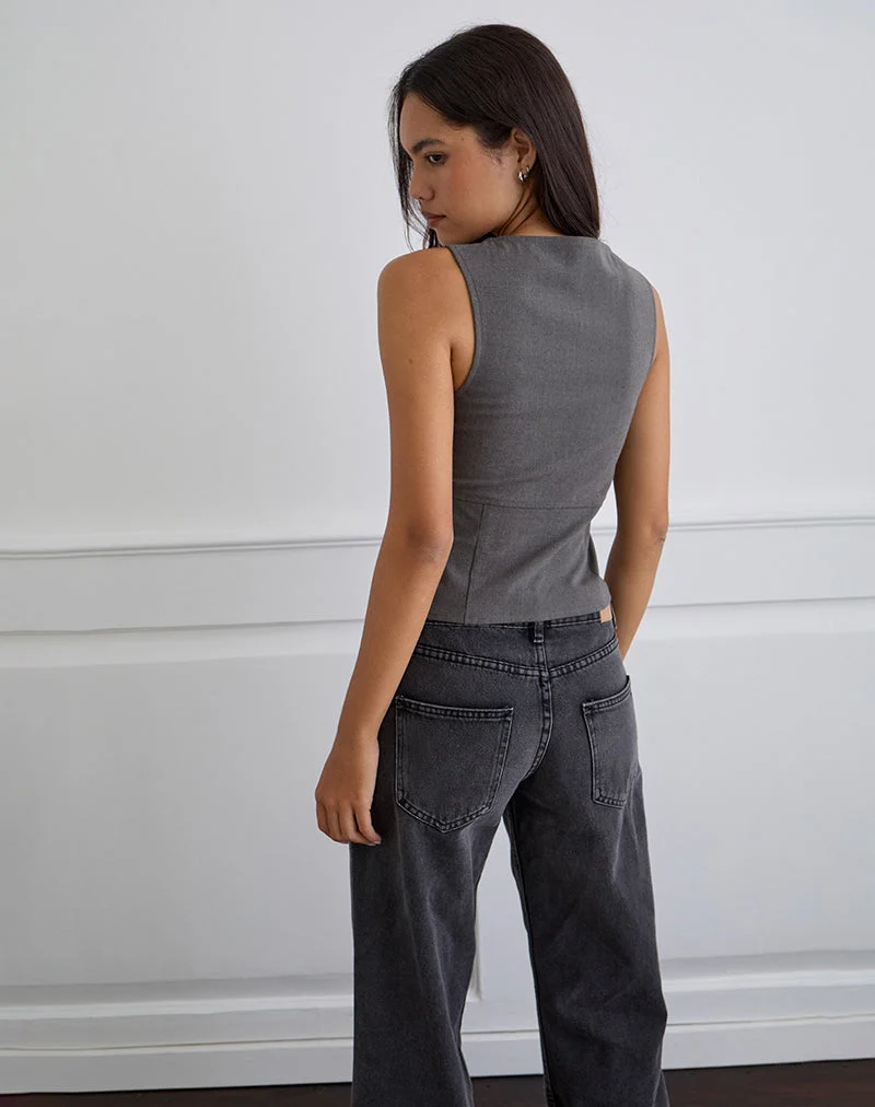 Salpa Taucher-Top in Tailoring Charcoal