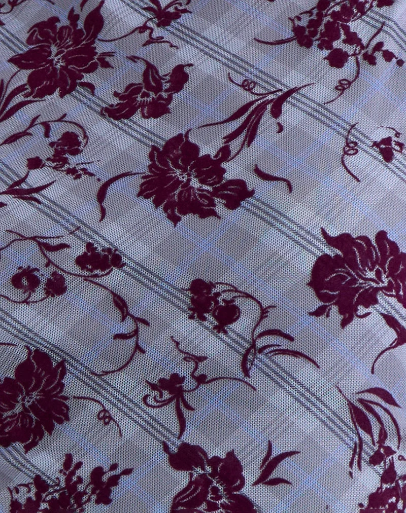 Soyan Asymmetrisches Top in Lotusflockenkaro Lavendel