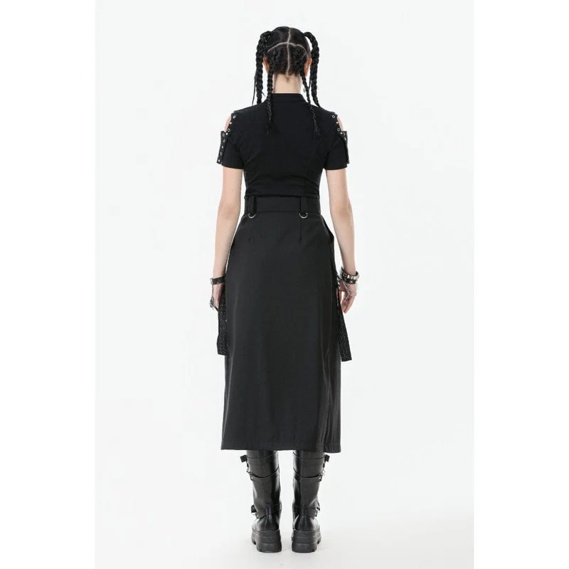 Damen Punk Metall Kettengürtel mit Riemen