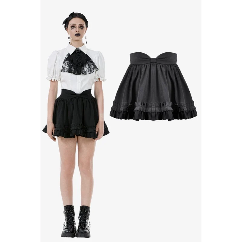 Gothic Lolita-Faltenrock mit Schleife an der Taille für Damen