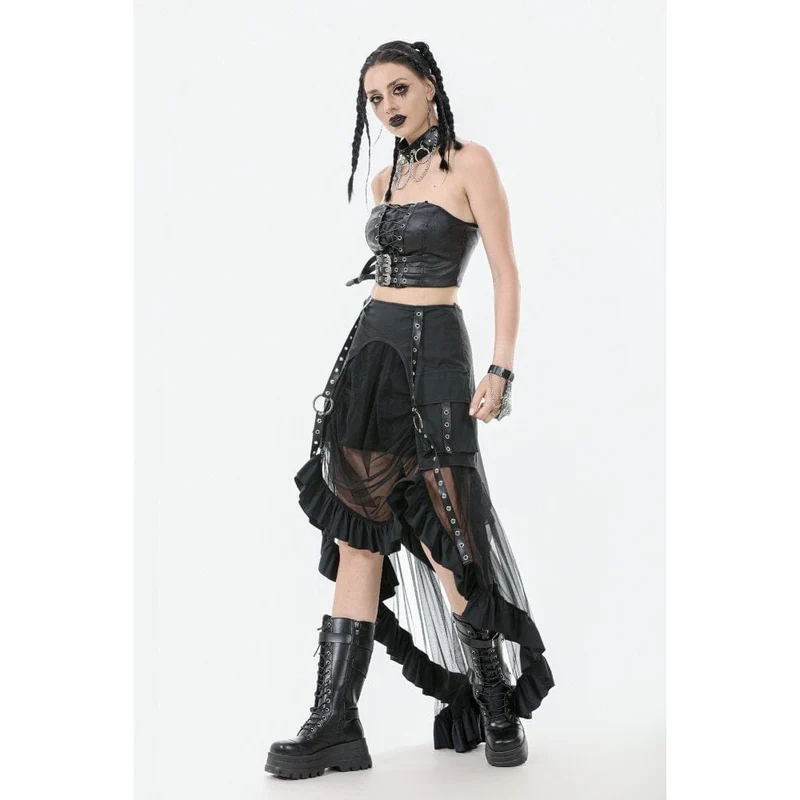 Damen Punk Schnürriemen Kunstleder Bustier