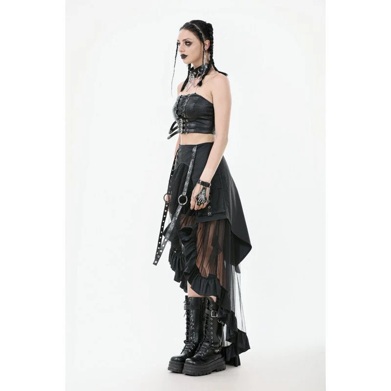 Damen Punk Schnürriemen Kunstleder Bustier