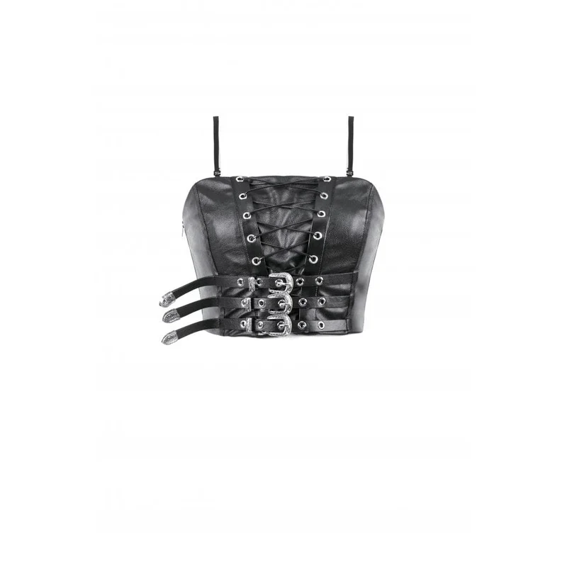 Damen Punk Schnürriemen Kunstleder Bustier