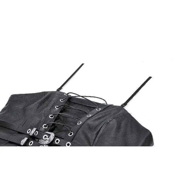 Damen Punk Schnürriemen Kunstleder Bustier