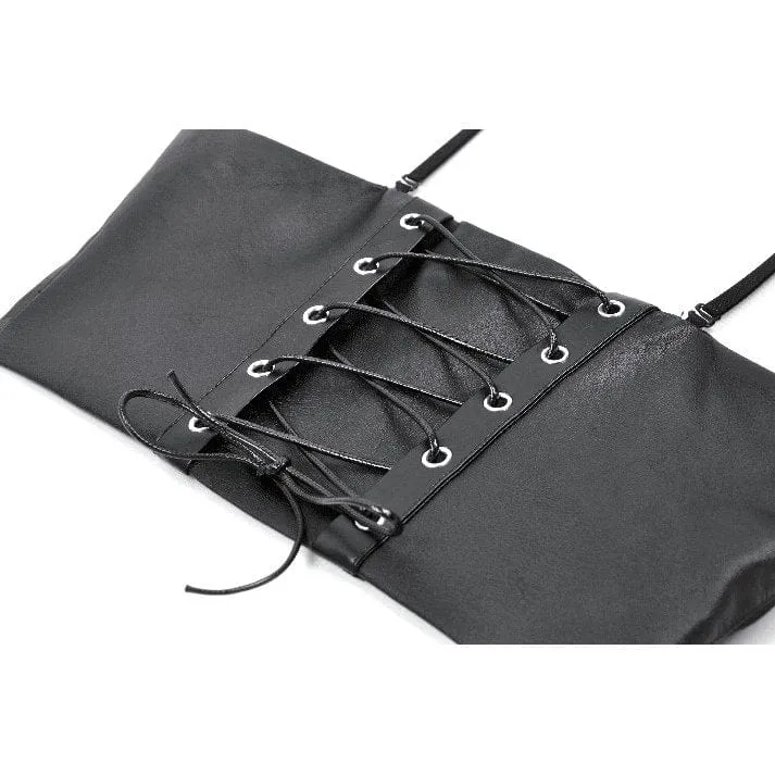 Damen Punk Schnürriemen Kunstleder Bustier