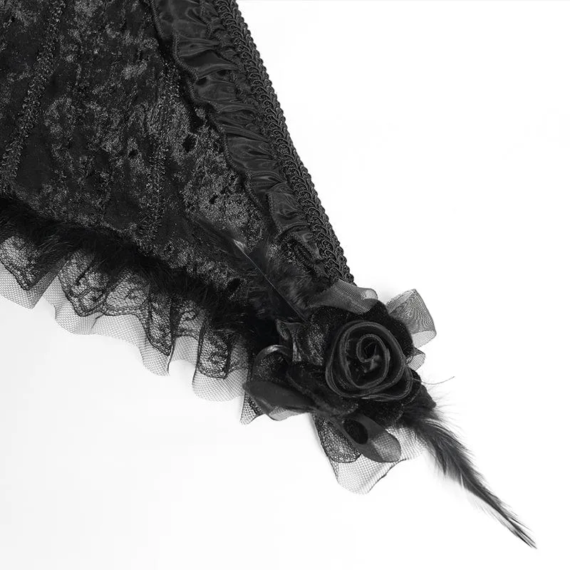 Gothic-Cape mit Kapuze und floralem Spitzensaum für Damen
