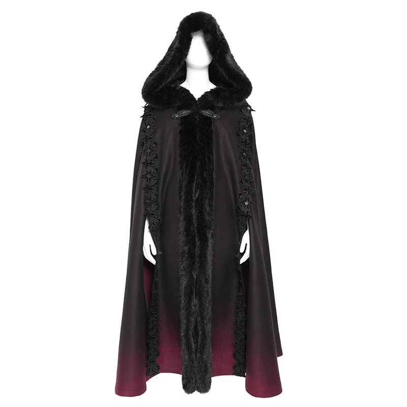 Gothic-Umhang mit Blumenstickerei und Farbverlauf für Damen