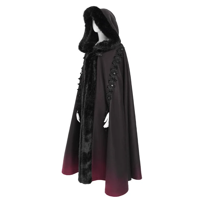 Gothic-Umhang mit Blumenstickerei und Farbverlauf für Damen