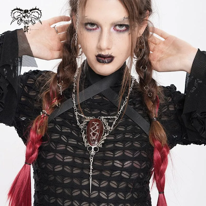 Damen Punk Kette Rot Anhänger Halskette