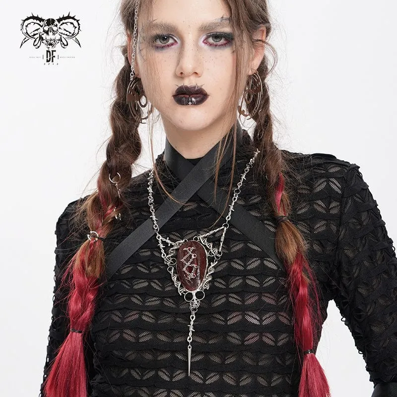 Damen Punk Kette Rot Anhänger Halskette