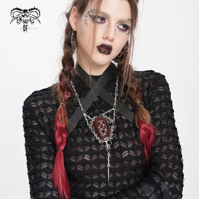 Damen Punk Kette Rot Anhänger Halskette