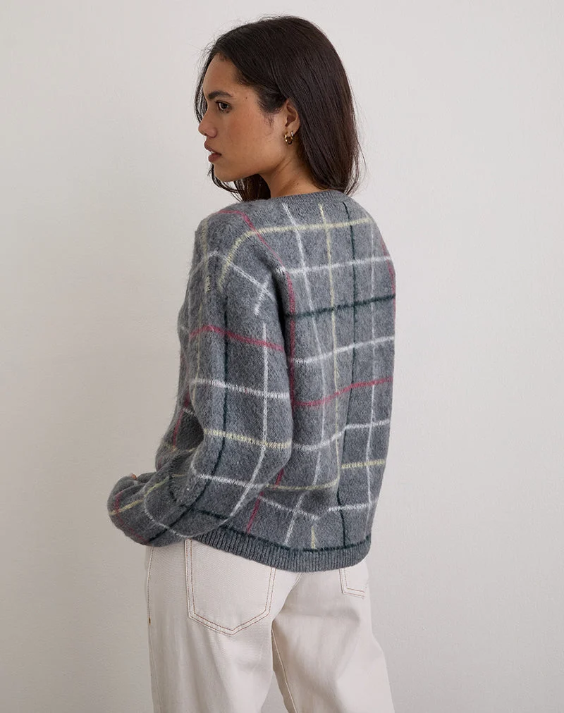 Wisola Strickjacke aus Country Check Grau