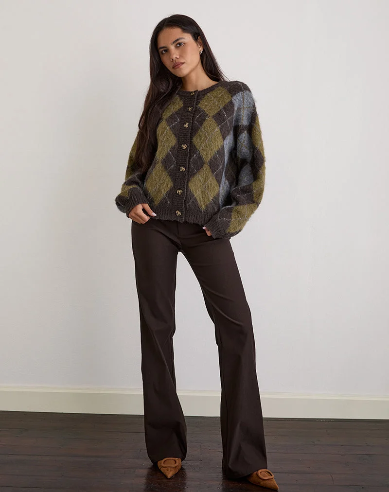 Eliana Strickjacke in Argyle Braun