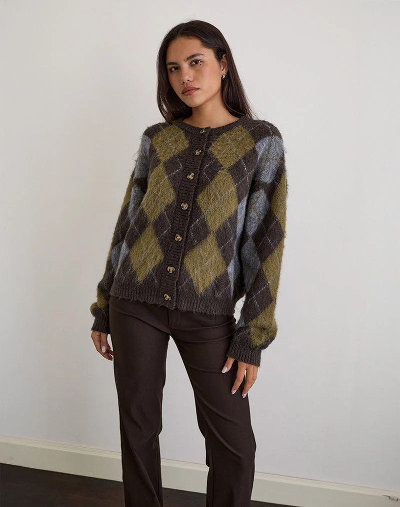 Eliana Strickjacke in Argyle Braun