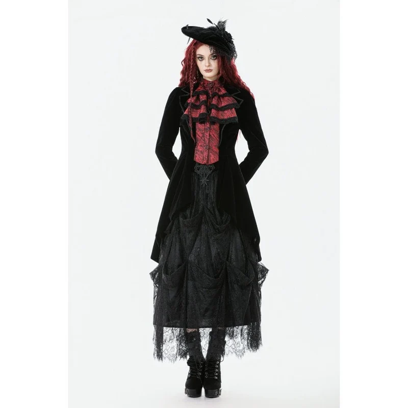 Gothic-Jacke mit Kontrastfarbe und zweiteiliger Schwalbenschwanz-Optik für Damen