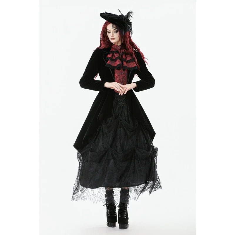 Gothic-Jacke mit Kontrastfarbe und zweiteiliger Schwalbenschwanz-Optik für Damen