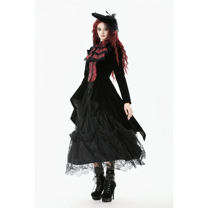 Gothic-Jacke mit Kontrastfarbe und zweiteiliger Schwalbenschwanz-Optik für Damen