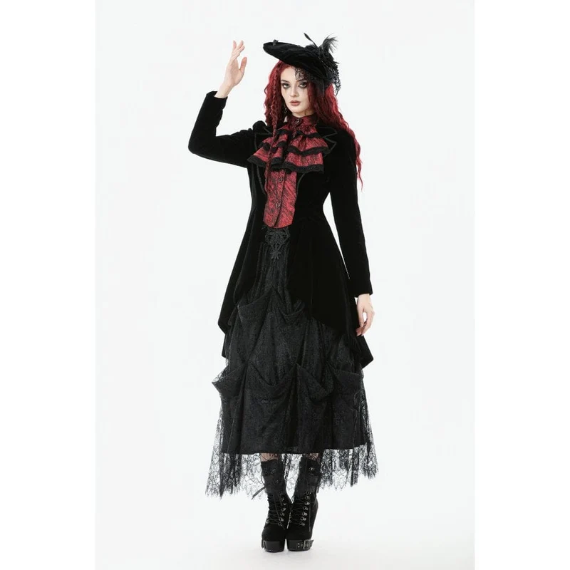Gothic-Jacke mit Kontrastfarbe und zweiteiliger Schwalbenschwanz-Optik für Damen