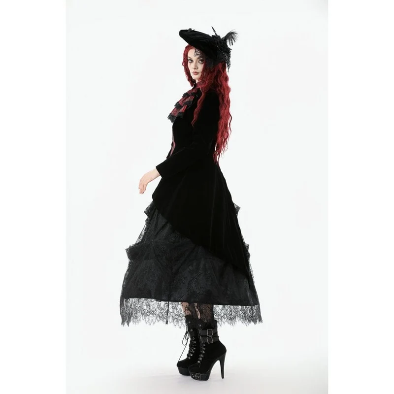 Gothic-Jacke mit Kontrastfarbe und zweiteiliger Schwalbenschwanz-Optik für Damen