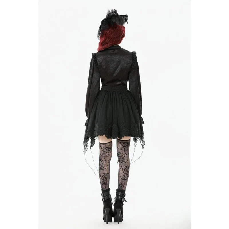 Gothic-Hemd mit Rüschen und Spitzenspleiß und Laternenärmeln für Damen