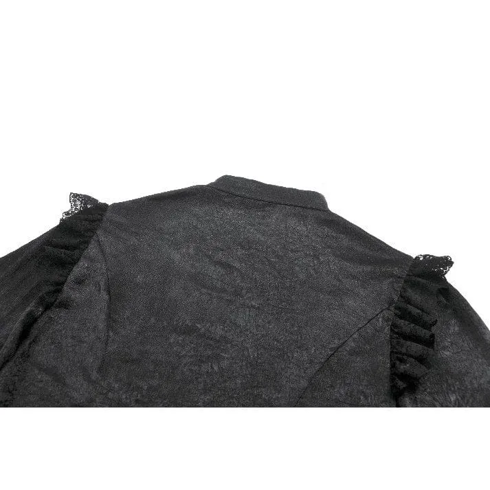 Gothic-Hemd mit Rüschen und Spitzenspleiß und Laternenärmeln für Damen