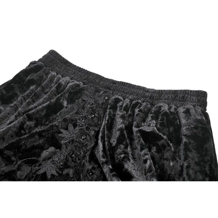 Damen Gothic Maxirock mit Spitze und Blumenquaste