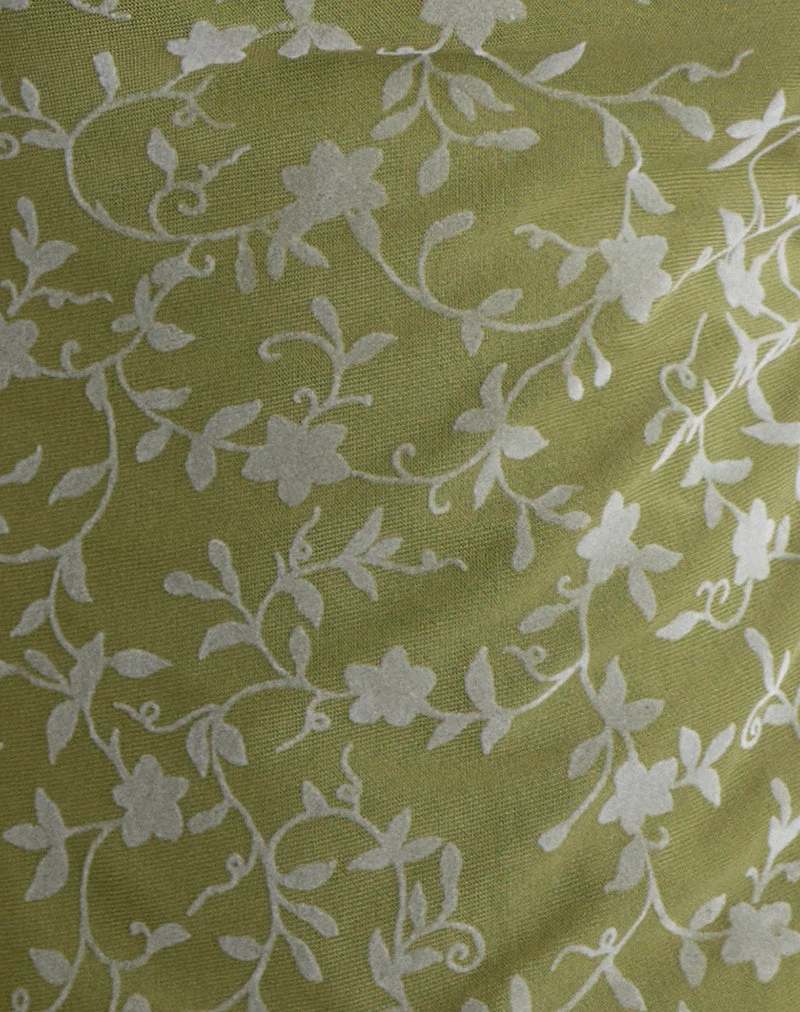 Burkie Neckholder-Top in Pretty Petal Flock Olive