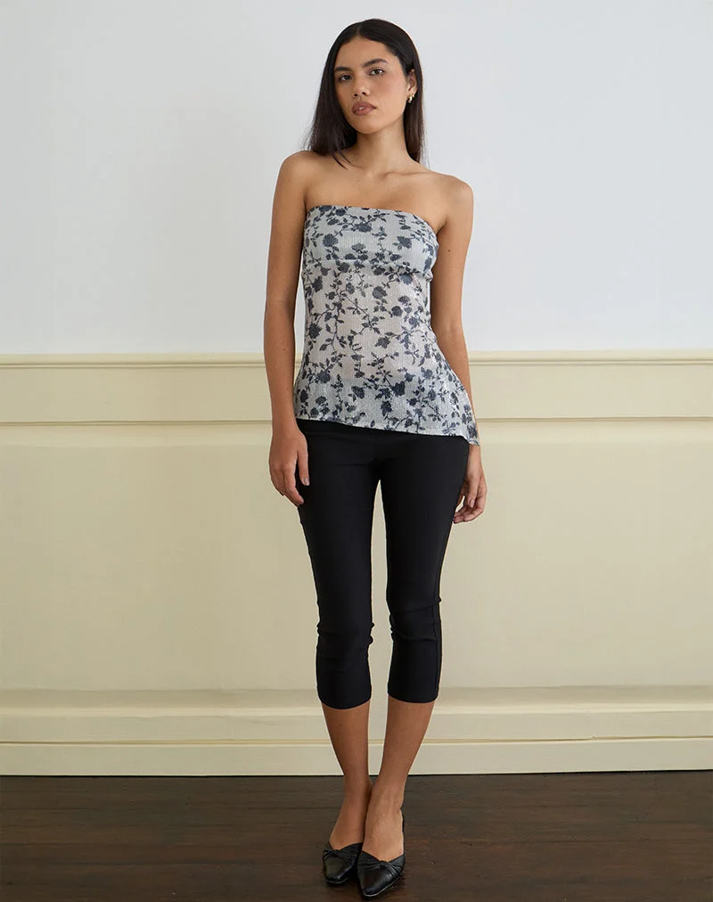 Brilia Bandeau-Top aus Paillettenblüten Grau