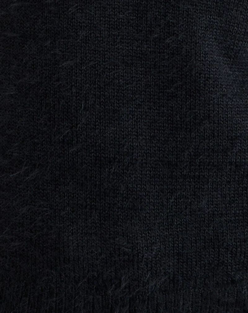 Dikara Pullover mit Schal in Schwarz gestrickt