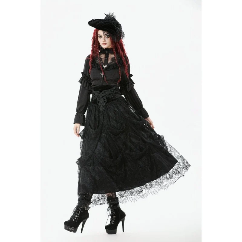 Gothic-Kuchenrock mit Stickerei und hoher Taille für Damen