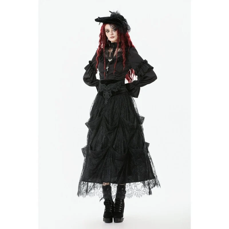 Gothic-Kuchenrock mit Stickerei und hoher Taille für Damen