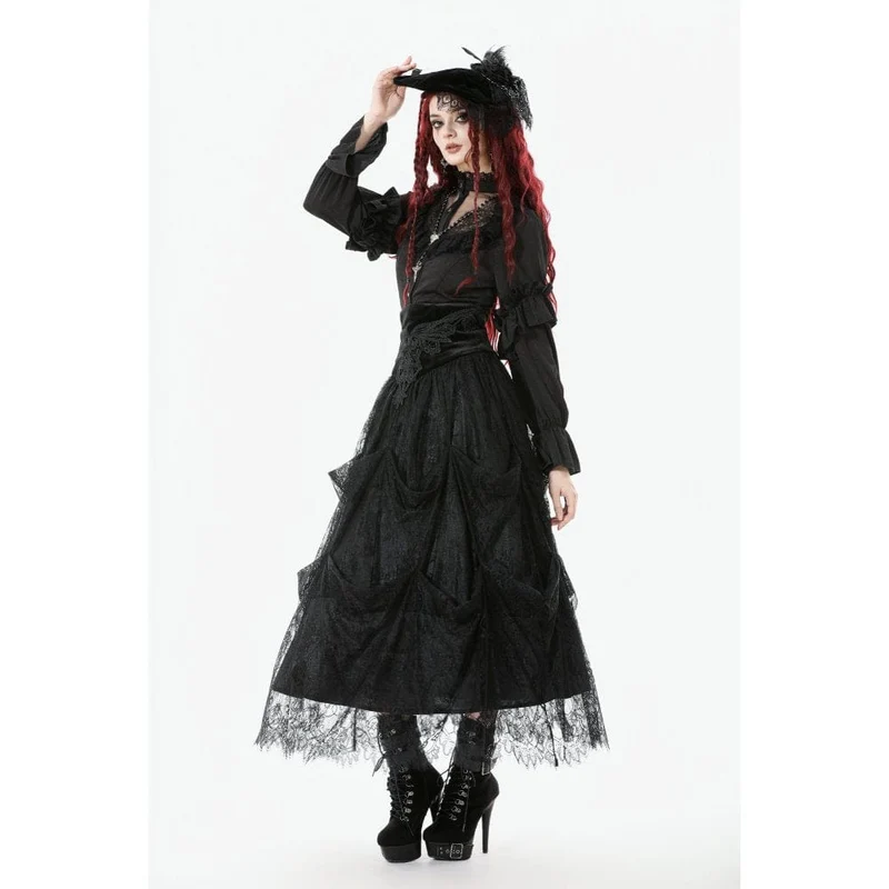 Gothic-Kuchenrock mit Stickerei und hoher Taille für Damen