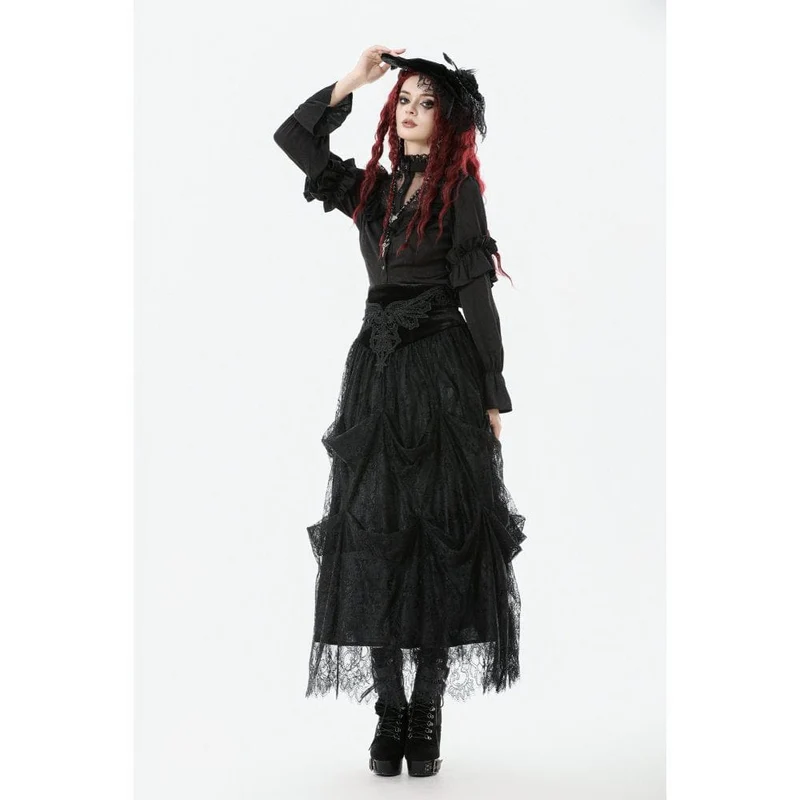 Gothic-Kuchenrock mit Stickerei und hoher Taille für Damen