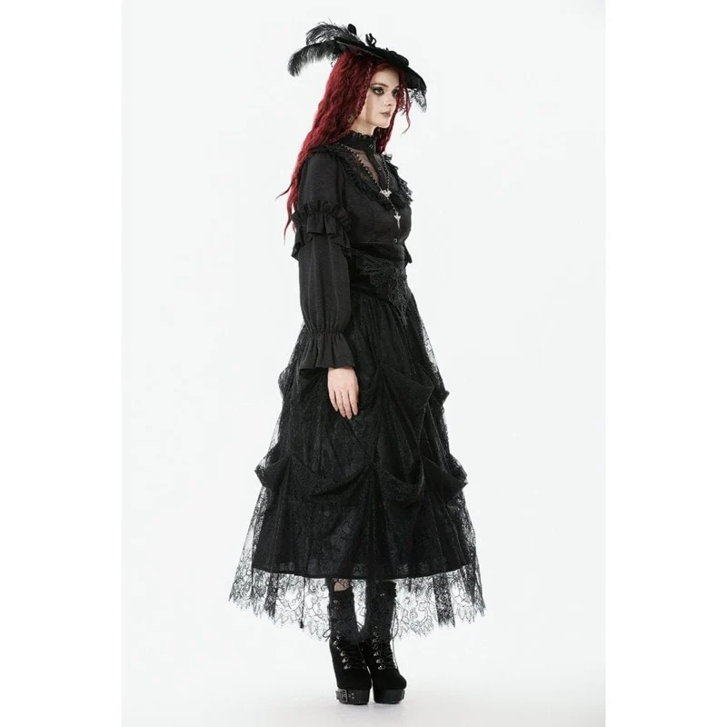 Gothic-Kuchenrock mit Stickerei und hoher Taille für Damen