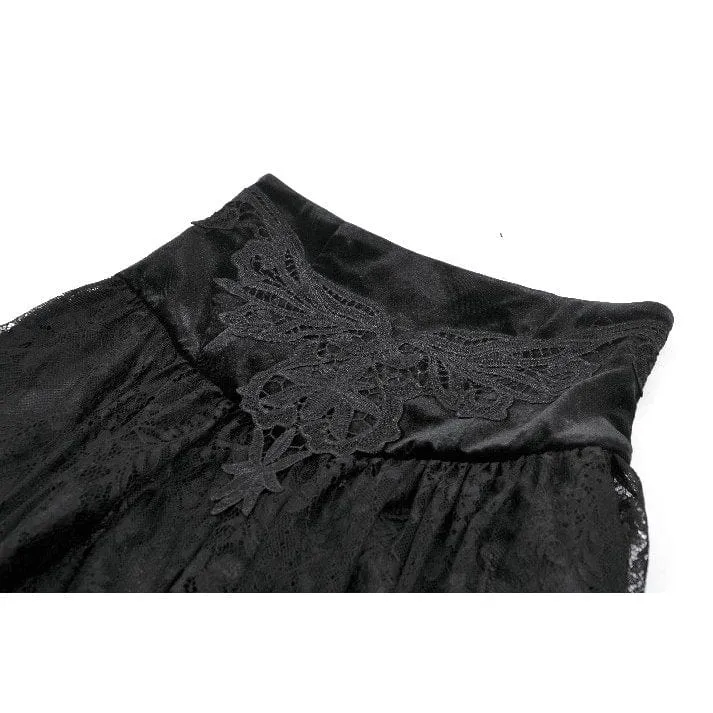 Gothic-Kuchenrock mit Stickerei und hoher Taille für Damen