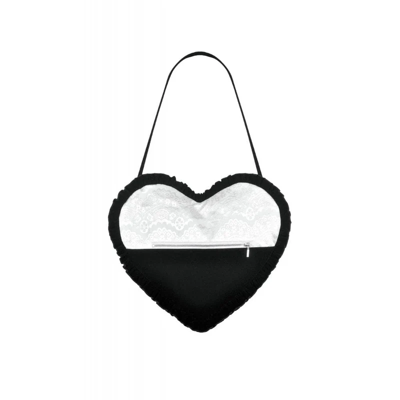 Gothic-Tasche mit Schleife und Herz in Schwarz und Weiß für Damen