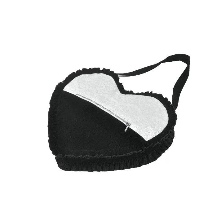 Gothic-Tasche mit Schleife und Herz in Schwarz und Weiß für Damen
