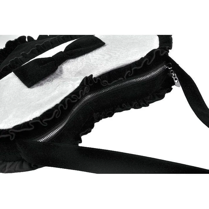 Gothic-Tasche mit Schleife und Herz in Schwarz und Weiß für Damen