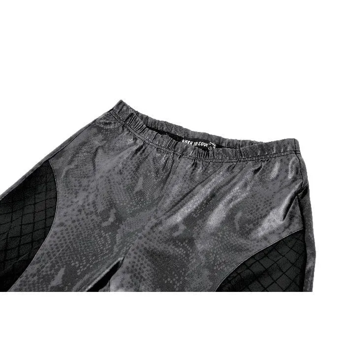 Punk-Schlangenhaut-Mesh-Splice-Hose mit Rautenstruktur für Damen