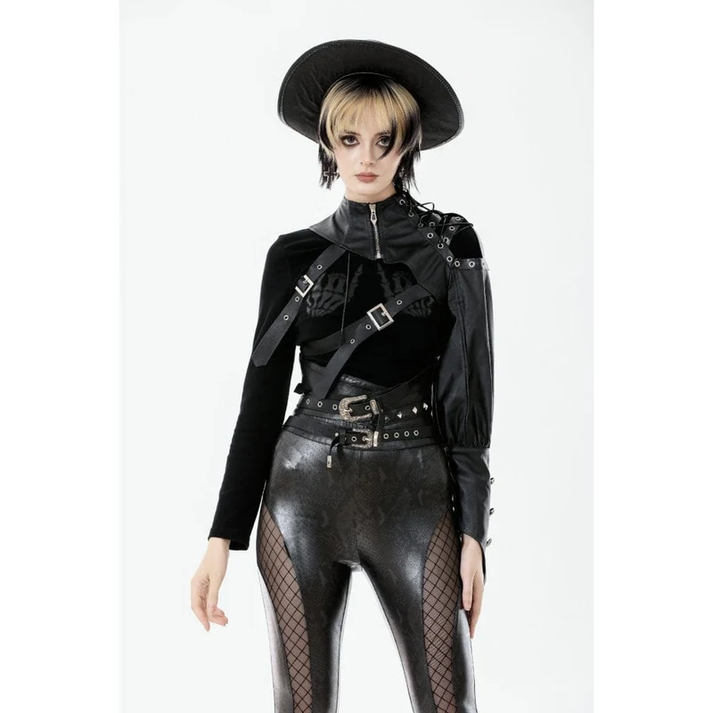 Punk-Umhang mit asymmetrischem Schnallenriemen und Cut-Outs für Damen