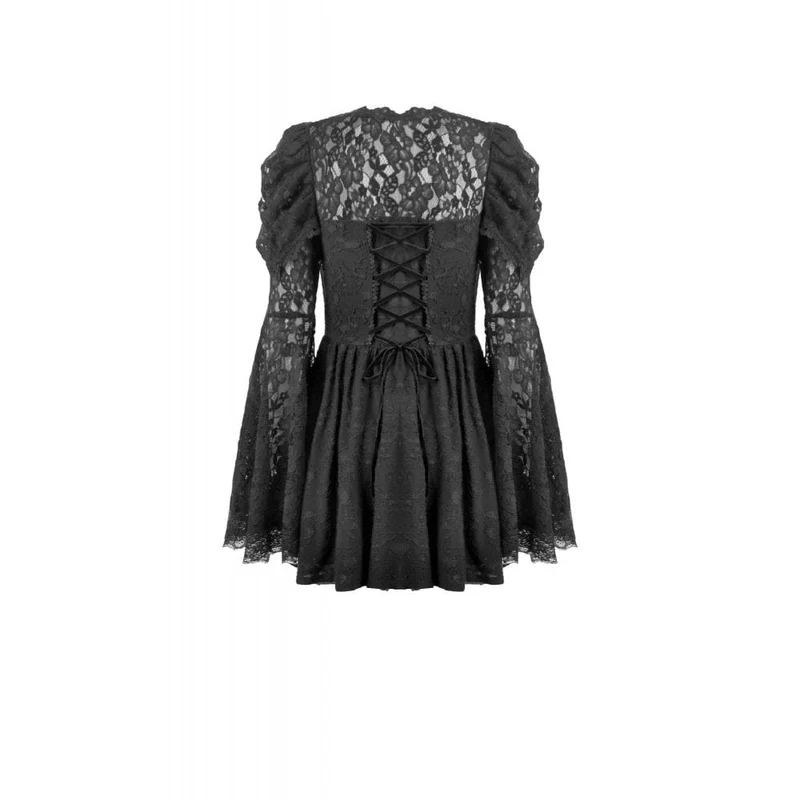 Gothic-Kleid mit Jacquard-Muster, floraler Spitze und Ärmeln für Damen, Abschlusskleid