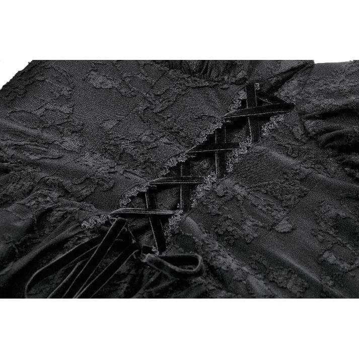 Gothic-Kleid mit Jacquard-Muster, floraler Spitze und Ärmeln für Damen, Abschlusskleid