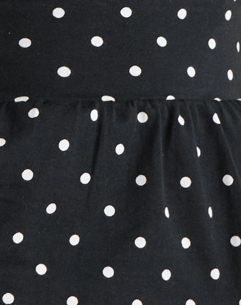 Leisna Rüschen-Top in Polka Schwarz