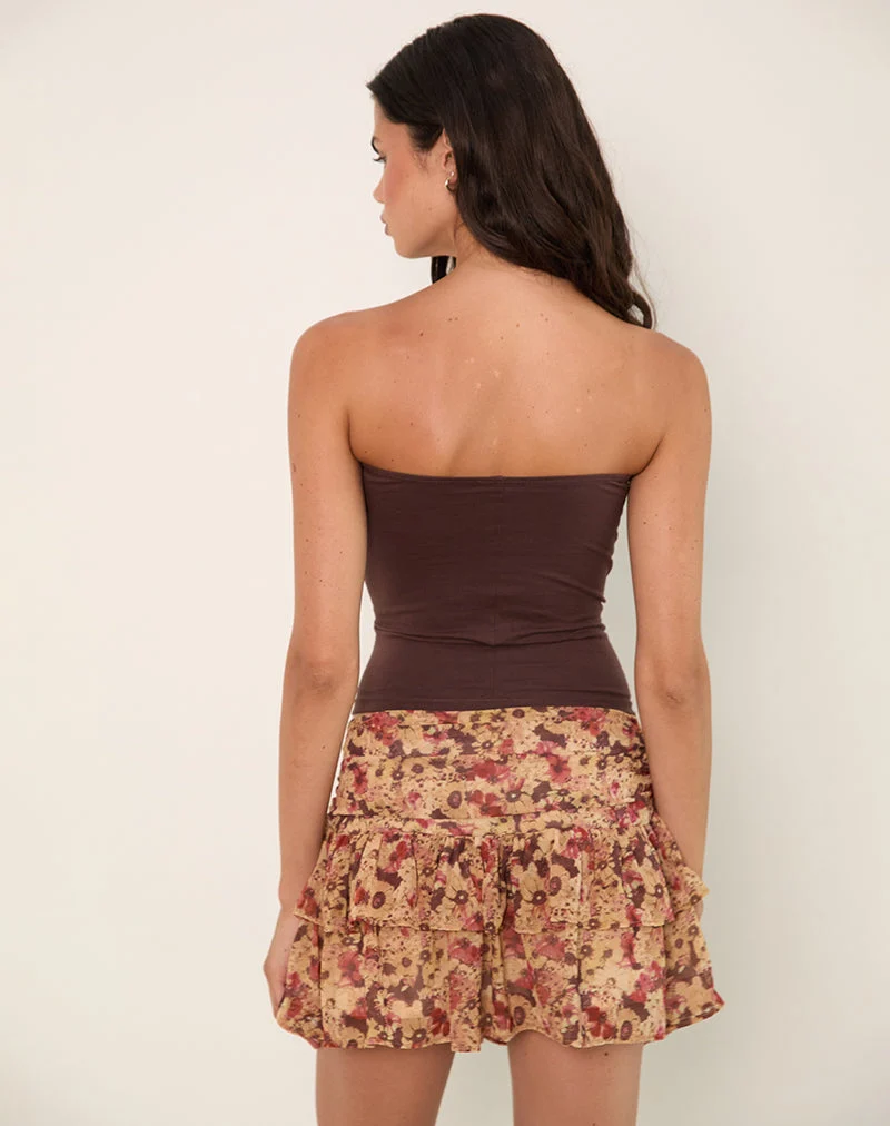 Masama Rüschenminirock aus Chiffon mit rostiger Blume